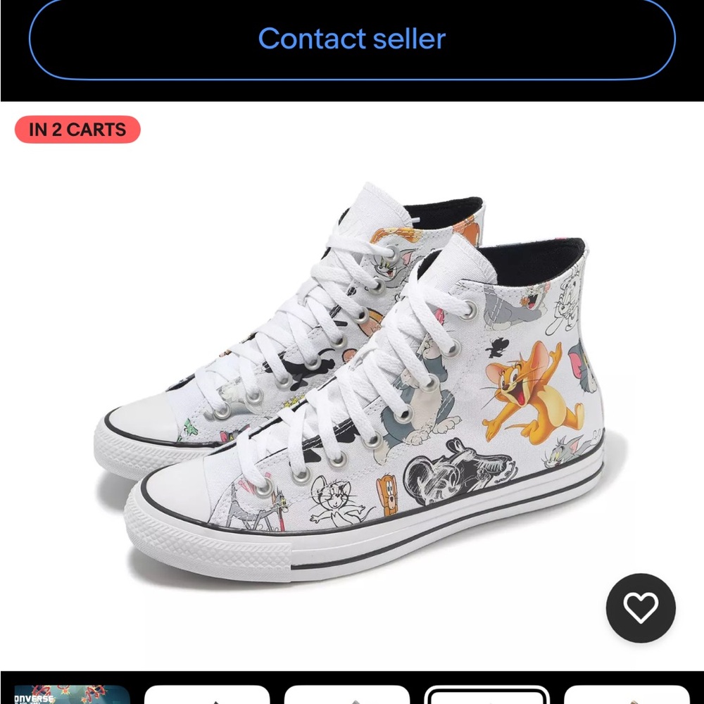 Converse White High-Top Sneakers with Cartoon Print